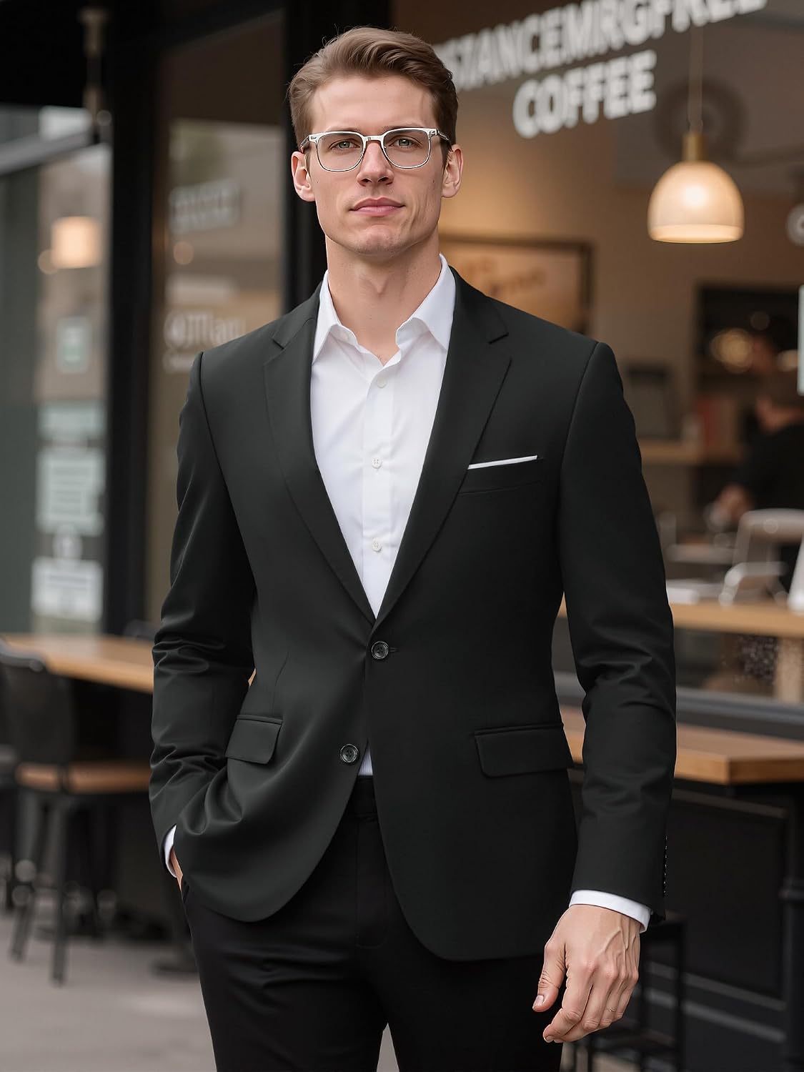 Slim Fit Suit Jacket 2 Button Business Casual Blazer Dress image 2
